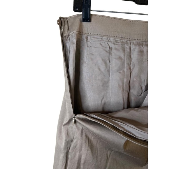 Akris Punto Khaki Front Pleat Knee Length Cotton Blend Skirt Womens Size Small - Picture 10 of 10